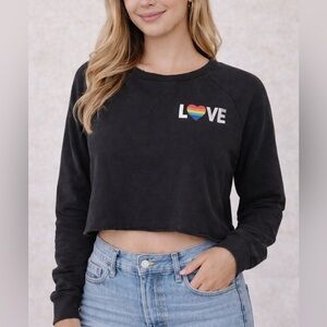Spiritual Gangster LOVE Rainbow Cropped Sweatshirt | Medium